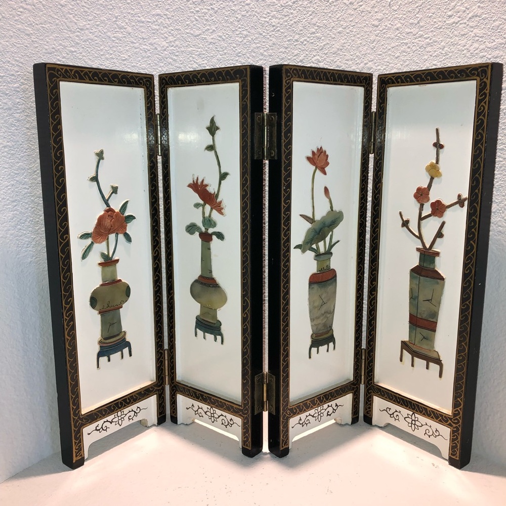 Tabletop 4-panel Screen Divider Asian / Oriental / Chinese/ Japan